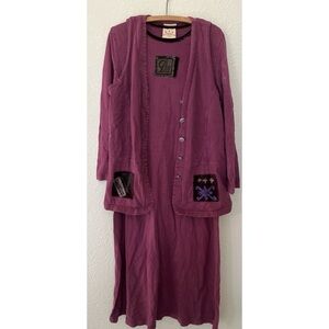 Vintage Blue Cactus Dress and Vest Women’s Size Small